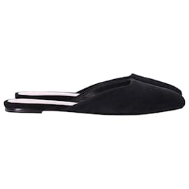 Autre Marque Sabot piatti con punta quadrata Porte & Paire in pelle scamosciata nera