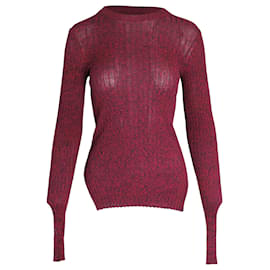 Gerippter Celine-Pullover aus burgunderfarbener Baumwolle - Céline