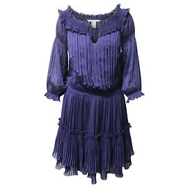 Diane Von Furstenberg Neues Akkordeonkleid aus blauem Polyester