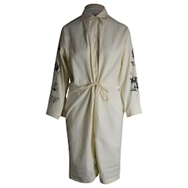 Tuta Prada In Chambray-Canvas Stampata In Cotone Bianco