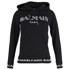 Balmain-Kapuzenpullover mit Logo-Print aus schwarzer Baumwolle