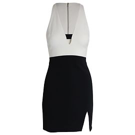 Minivestido sin mangas David Koma en acetato blanco y negro