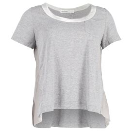 T-shirt Sacai Luck foderata in tulle e pannelli in raso in cotone grigio