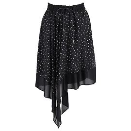 Falda asimétrica Sacai con estampado de lunares en poliéster negro