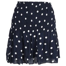 Minifalda fruncida de lunares Ganni en viscosa azul marino