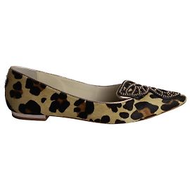 Sophia Webster Bibi Butterfly-Ballerinas mit Ponyhaar im Animal-Print