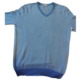 Colombo Pullover Hellblau aus Baumwolle und Seide