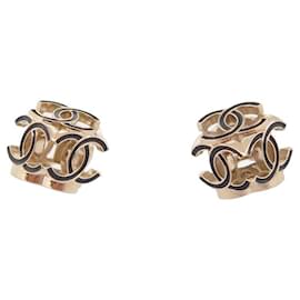 ORECCHINI CHANEL CHIPS CUBO LOGO CC 3ORECCHINI IN ACCIAIO DORATO D METALLO - Chanel