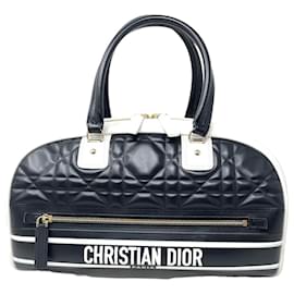 Christian Dior Bowling Vibe Leder Handtasche Schwarz Weiß