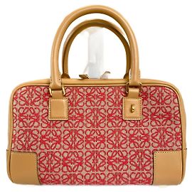 Borsa Loewe Amazona 23 in jacquard e pelle beige