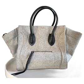 Borsa Céline Phantom Luggage in lana e pelle nera