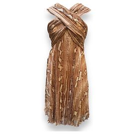 Vestido Christian Dior de seda con estampado de pitón marrón