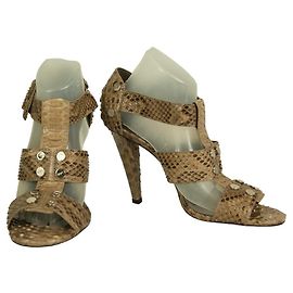 Roger Vivier Pelle di serpente Punta aperta Cinghie larghe Décolleté con fibbia Taglia delle scarpe 40
