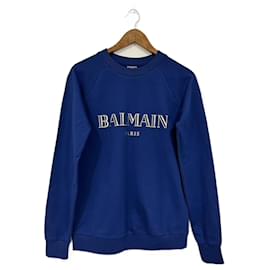 Balmain Strickpullover aus Baumwolle Dunkelblau