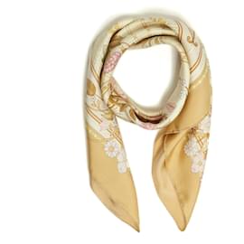 Sciarpa Hermès Straw Games in seta beige giallo