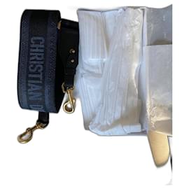 Dior shoulder strap dark blue embroidery and calf leather