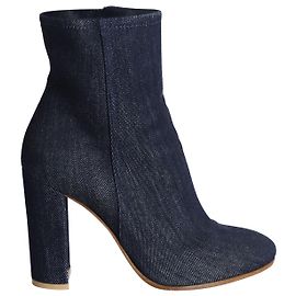 Stivaletti Gianvito Rossi con tacco largo in denim blu