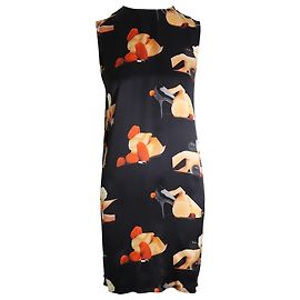 Acne Studios Vestido sin mangas estampado Belvidere en seda negra