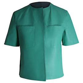 Chaqueta reversible de manga corta Marni en cuero verde