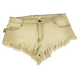 Zadig & Voltaire Paly Bleach Cut off Love & Rock Denim Jeans Talla corta 38 Color gris