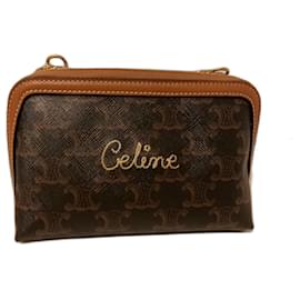 Céline Clutch aus schwarzem Leder