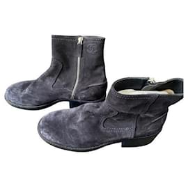 Stivali Chanel Uomo in Scamosciato Blu Navy