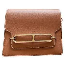 Borsa a mano Hermès Roulis 23 in pelle oro