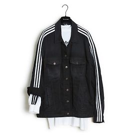 Balenciaga X Adidas übergroße Jeansjacke und Drei-Streifen-Top