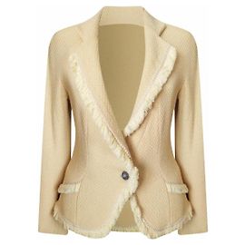 Christian Dior e John Galliano 1997 Gueixa / Jaqueta Pin-up de Lã Tweed Amarela
