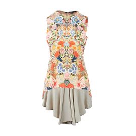 Top peplo con motivo floreale Kaleidoworn di Alexander McQueen