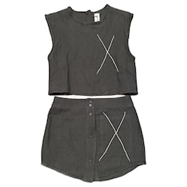 Filles à Papa Top und Rock Set Schwarz Baumwolle