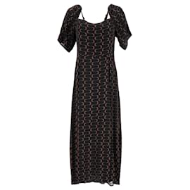 Vestido midi estampado Reformation en viscosa negra