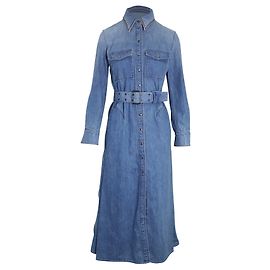 Chloé Abito chemisier midi con cintura Chloe in denim di cotone blu