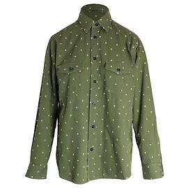 Chemise boutonnée à étoile brodée Saint Laurent en coton vert