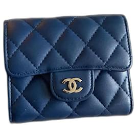 Chanel Timeless Geldbörse aus Leder dunkelblau