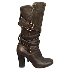 Botas cortas Paddington Chloé de cuero marrón oscuro 37,5