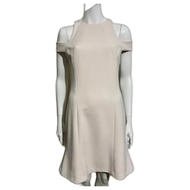 Vera Wang Ecrufarbenes schulterfreies Kleid aus Krepp