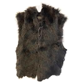 Zadig & Voltaire Ärmellose Kapuzenjacke aus Kaninchenfell Schwarz