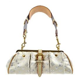 Pochette Louis Vuitton in tessuto damascato bianco