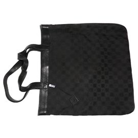 Borsa tote Emporio Armani in tela nera con finiture in pelle