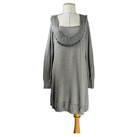 Vestido Louis Féraud Feraud Club Gris Mezcla de Cachemira