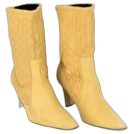 #casadei #beige #Leder #gesteppte #Stiefel mit Absatz - Casadei