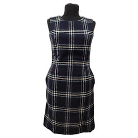 Vestido Hobbs de lana con estampado tartán azul