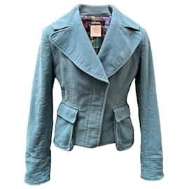 Versace Velours Blazer Blau Größe M