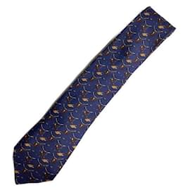 Cravatta Hermès blu navy seta