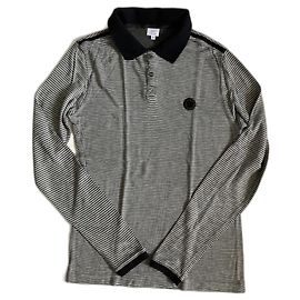 Gianfranco Ferré Cotton Flannel Polo Shirt Black Grey Striped
