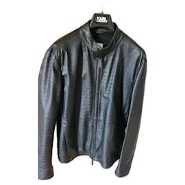 Armani Collezioni Blazer Jacke aus schwarzem Lammleder
