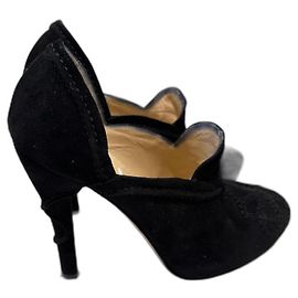 Escarpins Galliano en daim noir talons 13cm