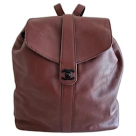 Chanel Rucksack Hellbraun aus Straußenleder