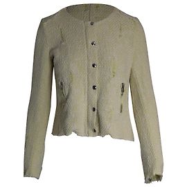 Iro Distressed Evening Tweed-Jacke aus gelber Baumwolle